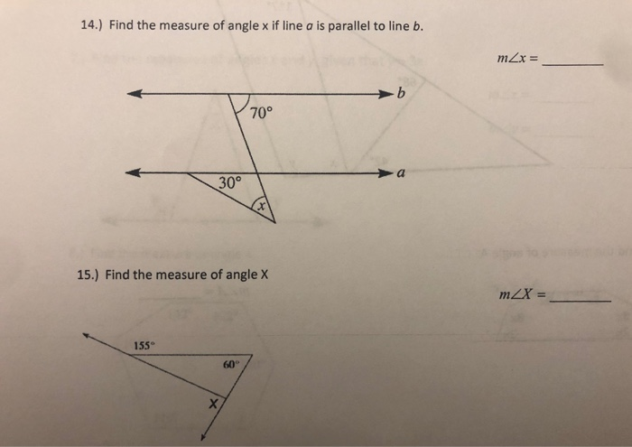 Solved 14.) Find the measure of angle x if line a is | Chegg.com