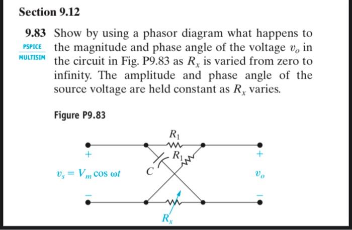 Solved .83 Show by using a phasor diagram what happens to | Chegg.com