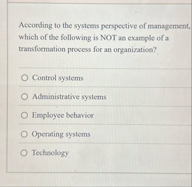 Solved According to the systems perspective of management, | Chegg.com