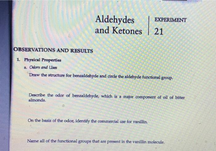 aldehydes and ketones experiment conclusion