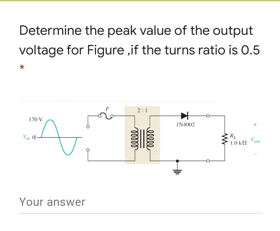 Solved Determine the peak value of the output voltage for | Chegg.com