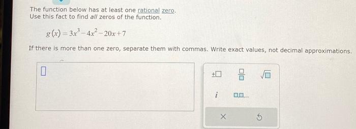 Solved The function below has at least one rational zero. | Chegg.com