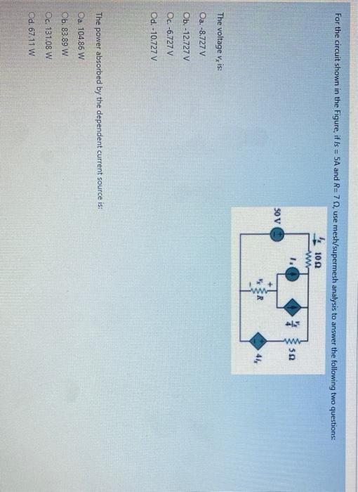 Solved For the circuit shown in the Figure, if Is = 5A and | Chegg.com