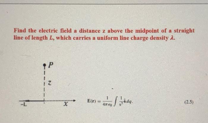 Solved Find the electric field a distance z above the | Chegg.com