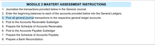 MODULE 2 ﻿MASTERY ASSESSMENT INSTRUCTIONSJournalize | Chegg.com
