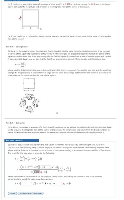 (a) A conducting loop in the shape of a square edge | Chegg.com