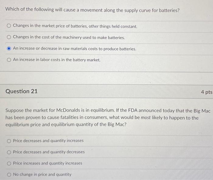 Solved Which of the following will cause a movement along | Chegg.com