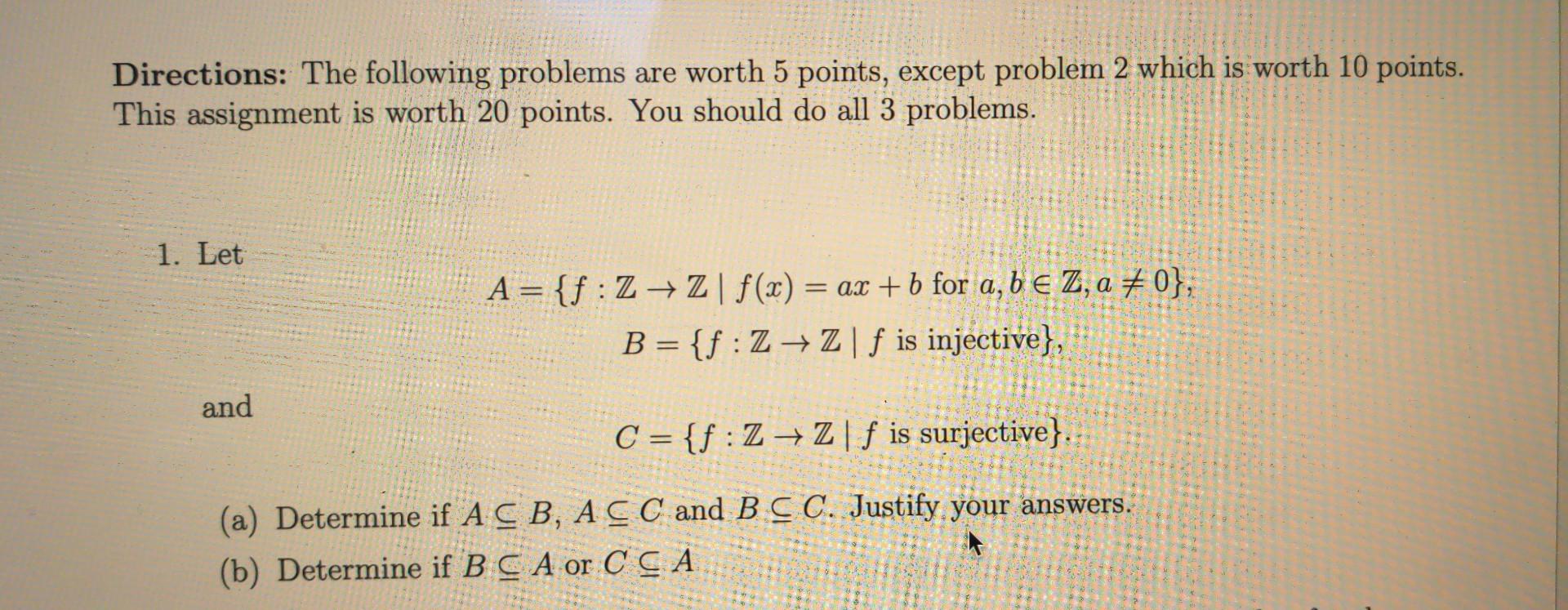 Solved Directions: The Following Problems Are Worth 5 | Chegg.com