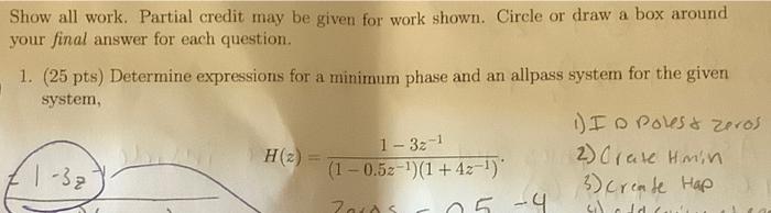 Solved Show all work. Partial credit may be given for work | Chegg.com