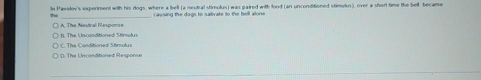 in pavlov's experiments what type of stimulus was the bell