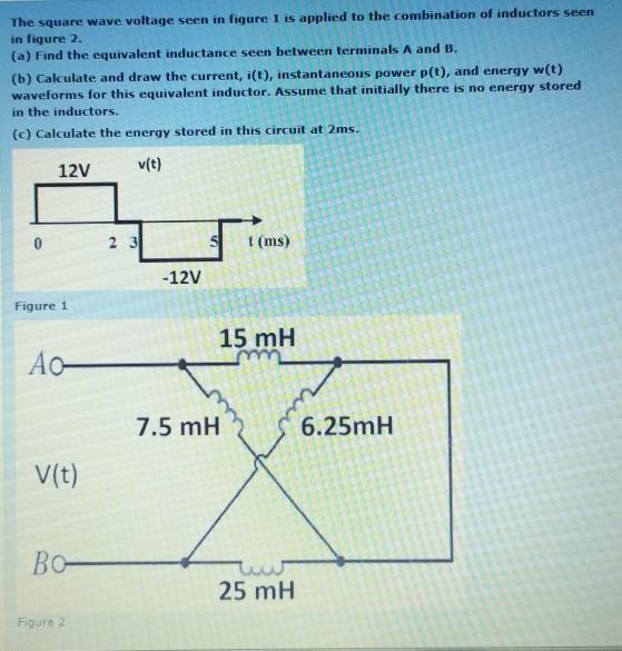 Solved The square wave voltage seen in figure 1 is applied | Chegg.com