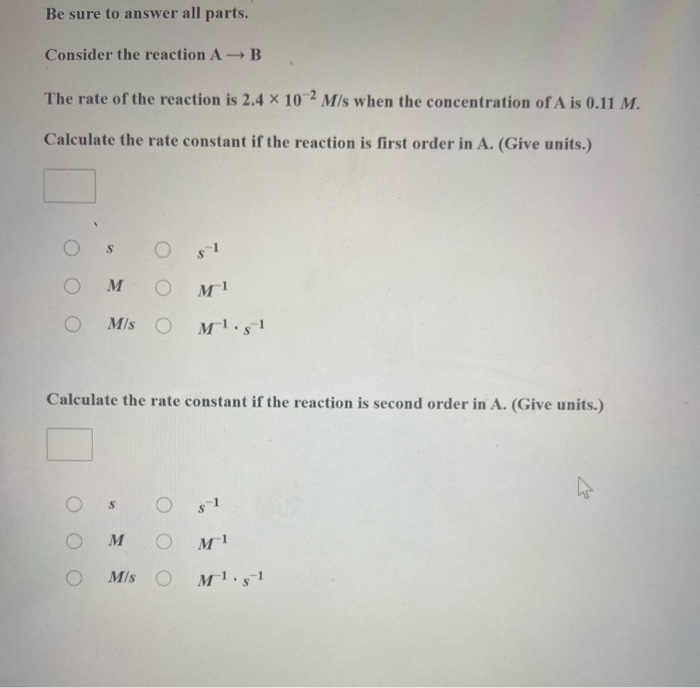 Solved Be sure to answer all parts. Consider the reaction AB | Chegg.com