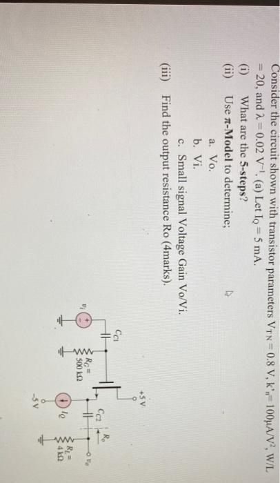 Solved Consider the circuit shown with transistor parameters | Chegg.com