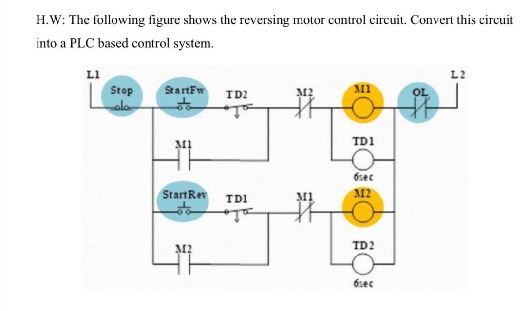 Solved H.W: The following figure shows the reversing motor | Chegg.com