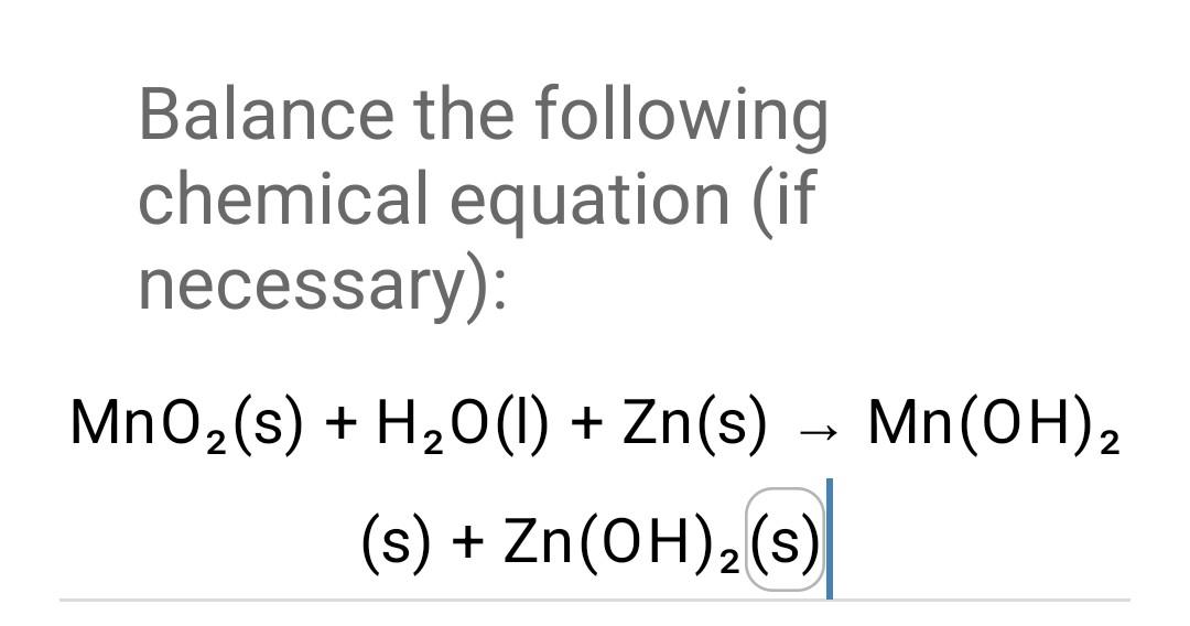 Solved Balance The Following Chemical Equation If 7198