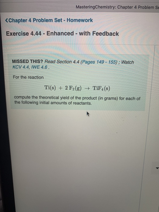 mastering chemistry chapter 4 homework answers