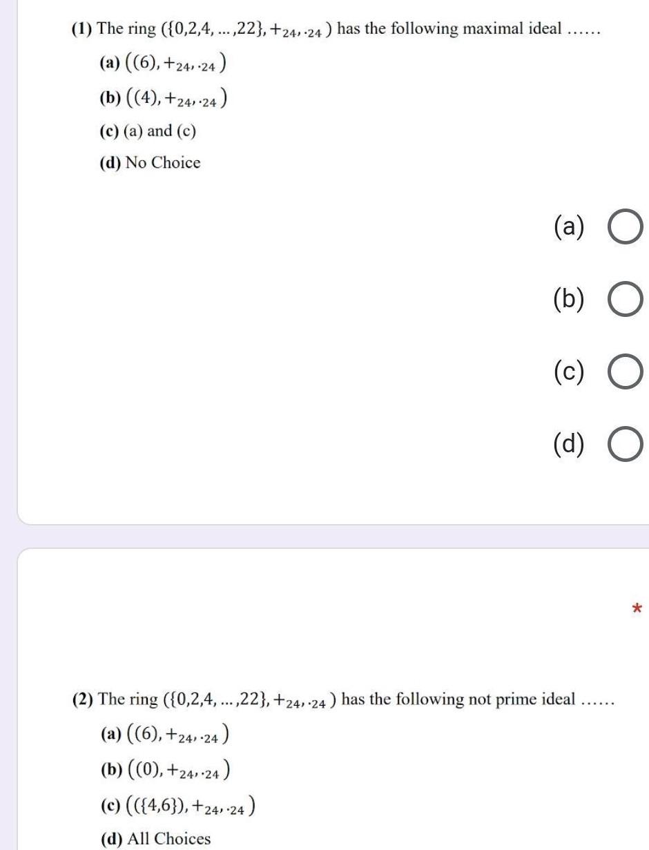 1 The Ring 0 2 4 22 24 24 Has The Chegg Com