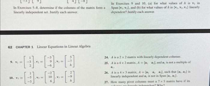 Solved In Exercises 5-8, determine if the columns of the | Chegg.com