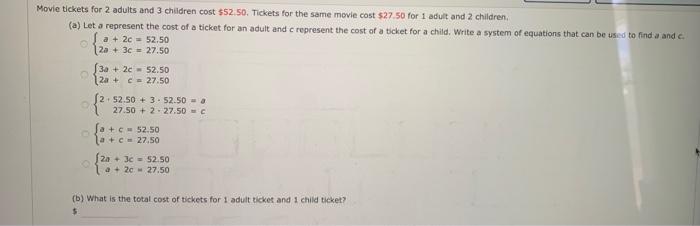 six movie tickets cost $240 how much do 2 movie tickets cost