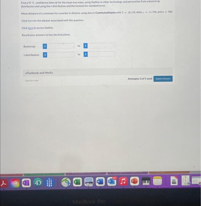 Solved Find a 95% confidence interval for the mean two ways, | Chegg.com