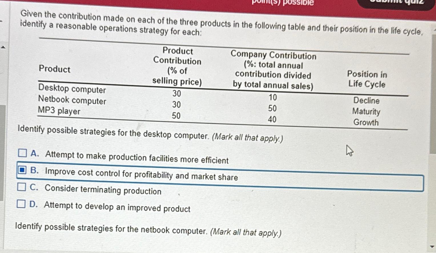 Solved Given the contribution made on each of the three | Chegg.com
