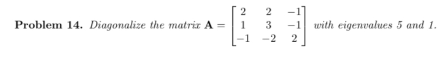 Solved Problem 14. ﻿Diagonalize the matrix A=[22-113-1-1-22] | Chegg.com