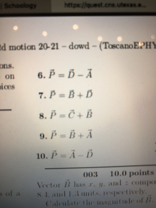 Solved Part 2 Of 2 Express The Vector P In Terms Of A, B, C, | Chegg.com