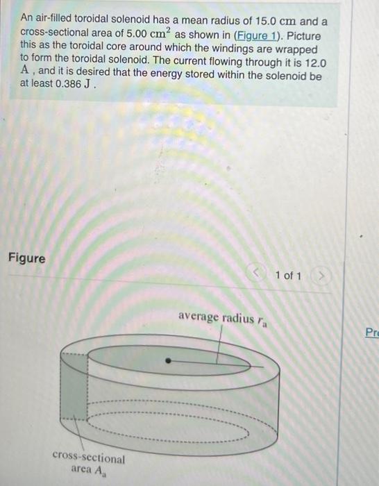 Solved An air-filled toroidal solenoid has a mean radius of | Chegg.com