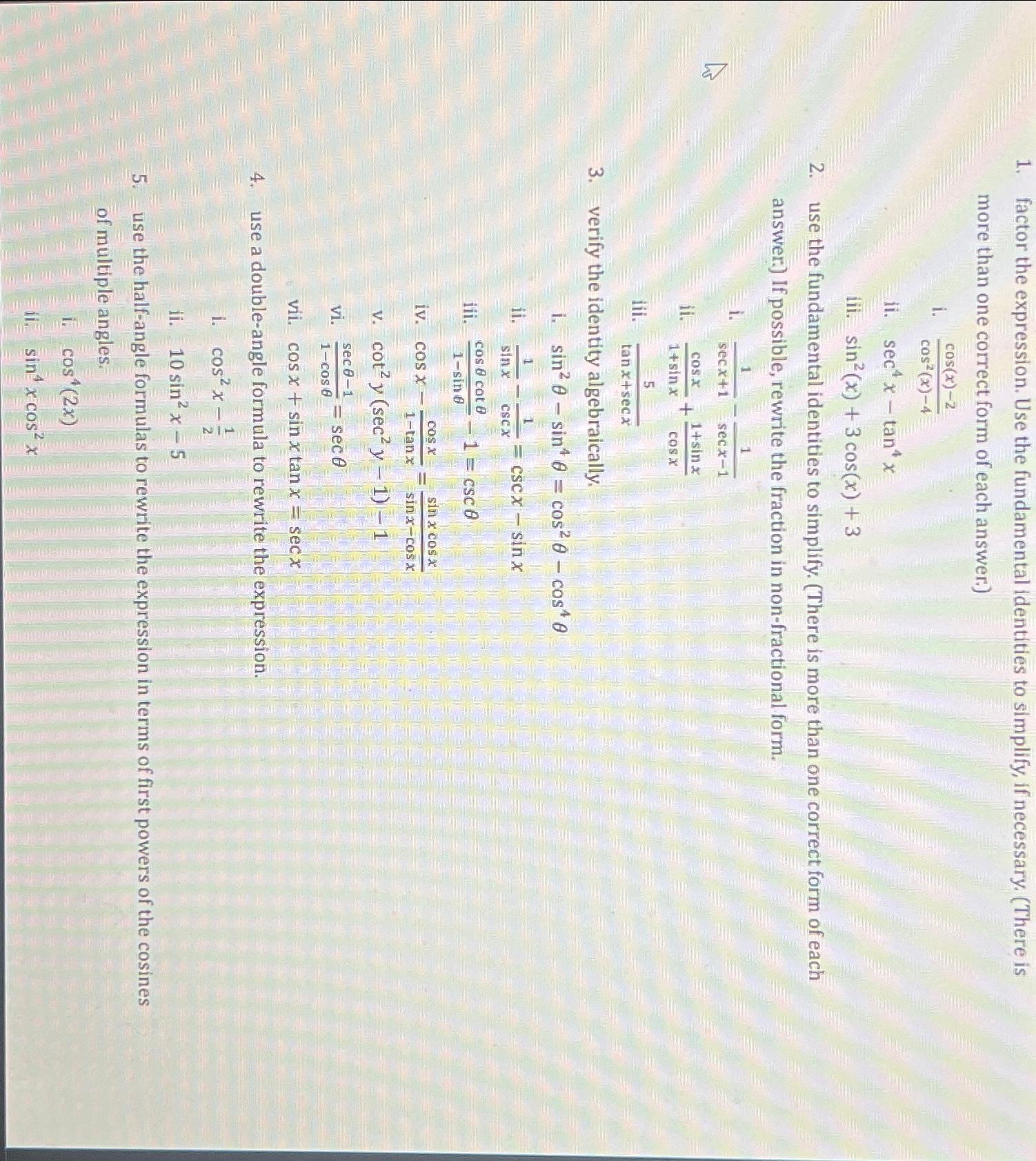 Solved Answer 1-5 ﻿and show all steps for each questiom | Chegg.com