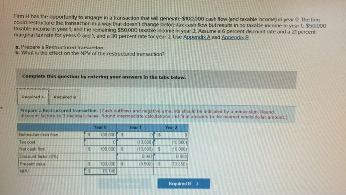 Solved Firm H has the opportunity to engage in a transaction | Chegg.com