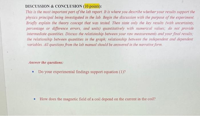 conclusion for magnetic field experiment