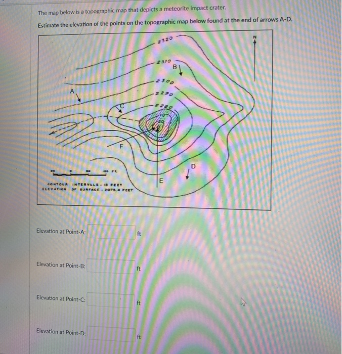 Solved The map below is a topographic map that depicts a | Chegg.com