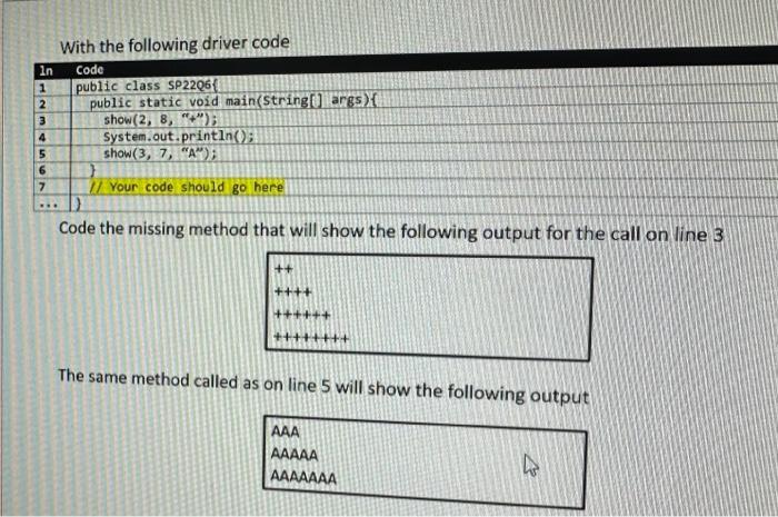 Solved With the following driver code Code the missing | Chegg.com