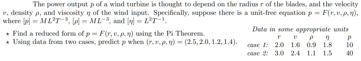 Solved The power output p ﻿of a wind turbine is thought to | Chegg.com