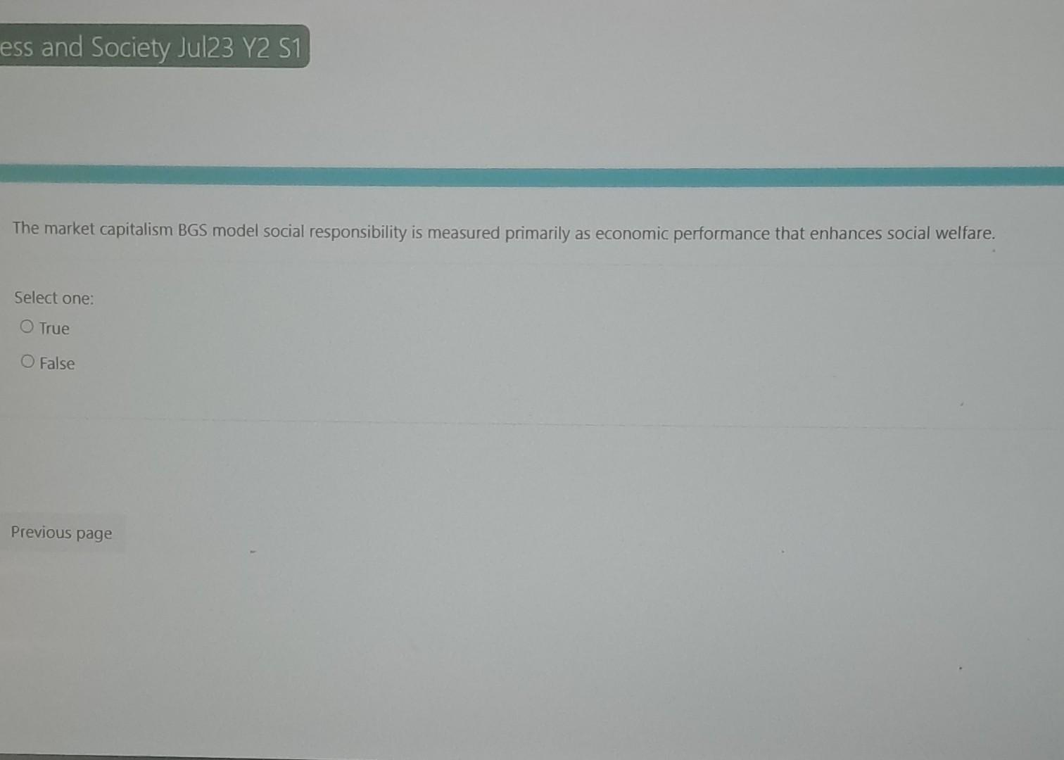 Solved The market capitalism BGS model social responsibility | Chegg.com