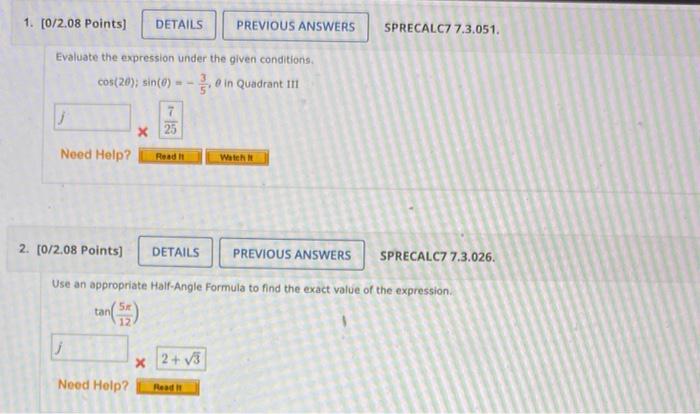 Solved please show what formulas you used before showing | Chegg.com
