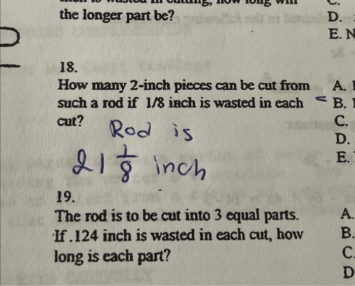 Solved the longer part be? 18. How many 2-inch pioces can be | Chegg.com