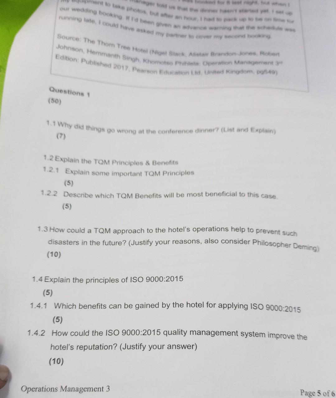 Solved Source: The Thom Tree Hotel (Neliget Slack, Alstair | Chegg.com