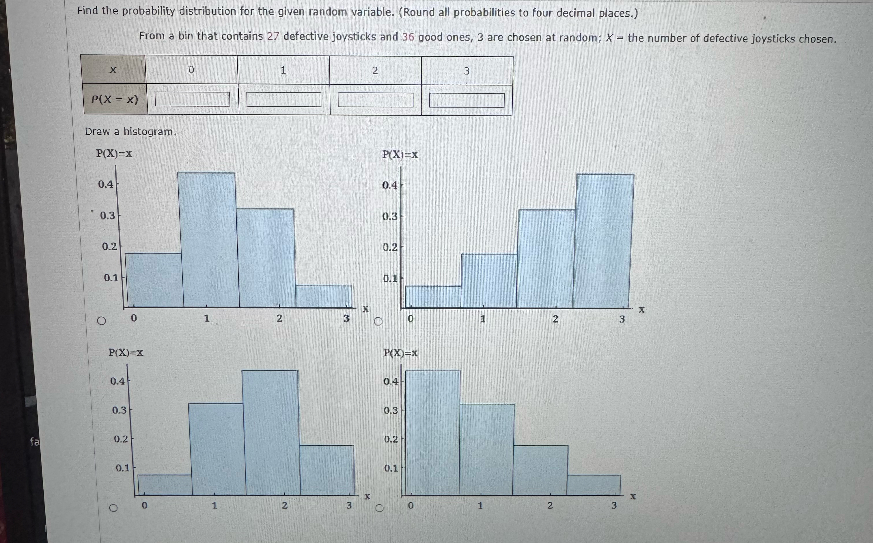 Solved Find the probability distribution for the given | Chegg.com