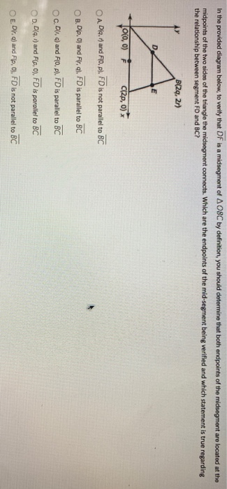 Solved In the provided diagram below, to verify that DF is a | Chegg.com