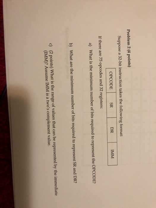 Solved Problem 2 (4 Points) Suppose A 32-bit Instruction | Chegg.com