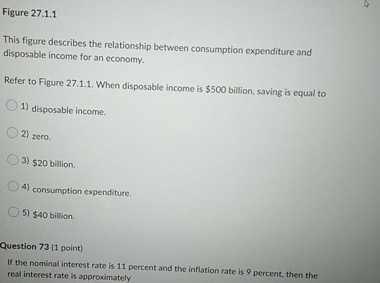 Solved Question 72 (1 point) Use the figure below to answer