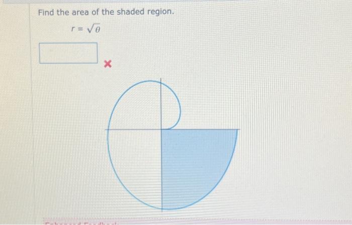 Solved Find the area of the shaded region. r=θ | Chegg.com