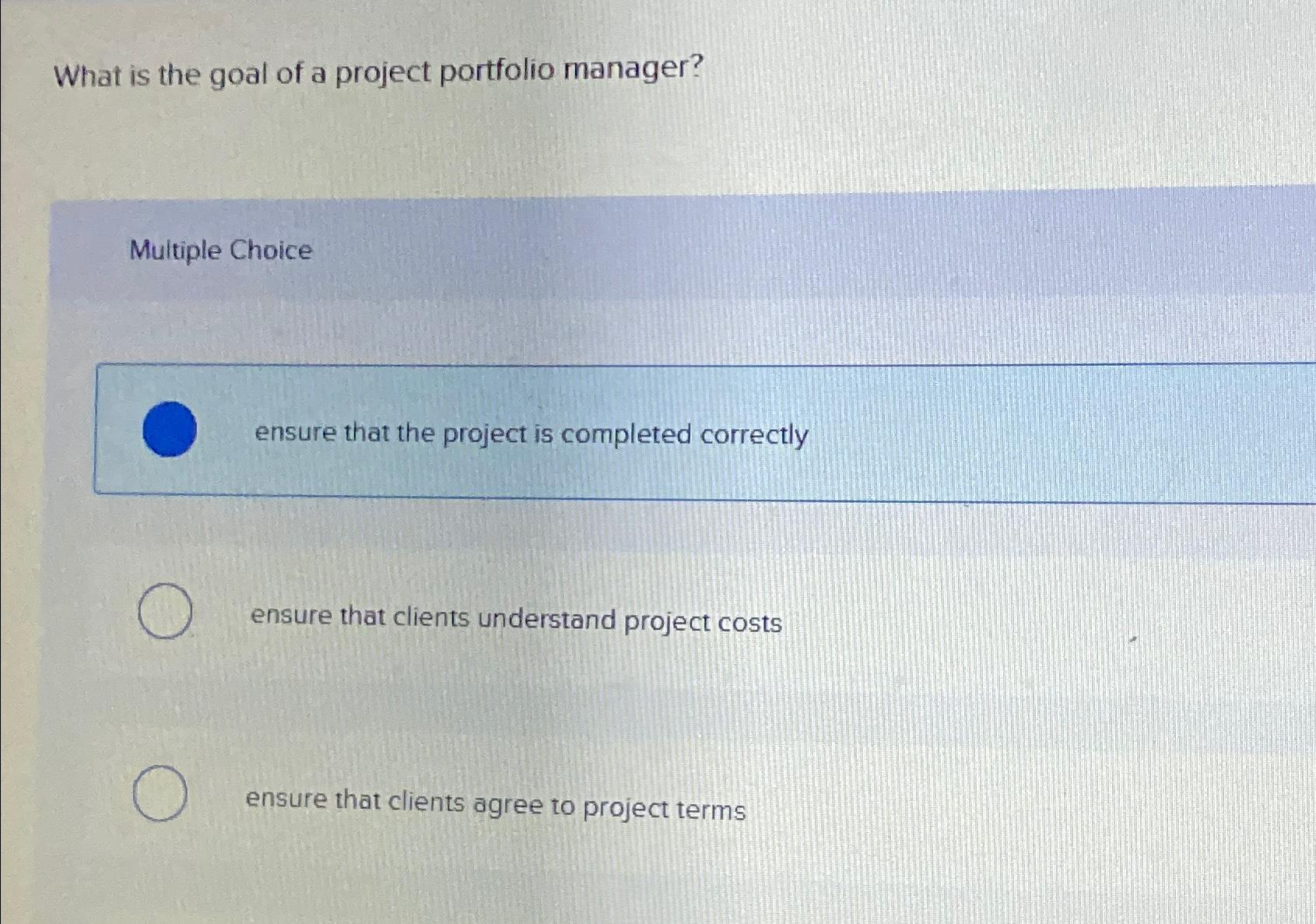 Solved What is the goal of a project portfolio