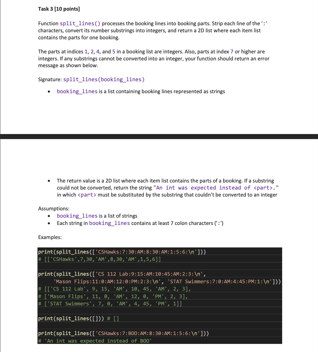 Solved Task 3 [10 ﻿points]Function split_lines( ) ﻿processes | Chegg.com