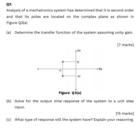 Solved Q3. . Analysis of a mechatronics system has | Chegg.com