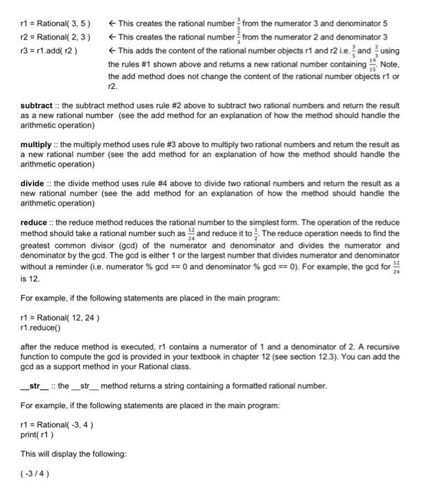 Solved In this assignment, you will implement a rational | Chegg.com