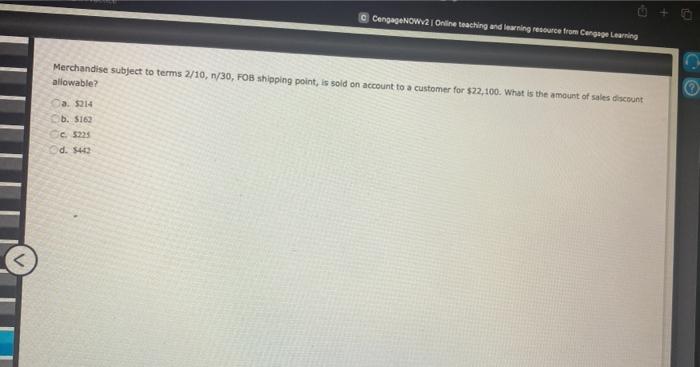 Solved CengageNOWV2 Online teaching and learning resource | Chegg.com