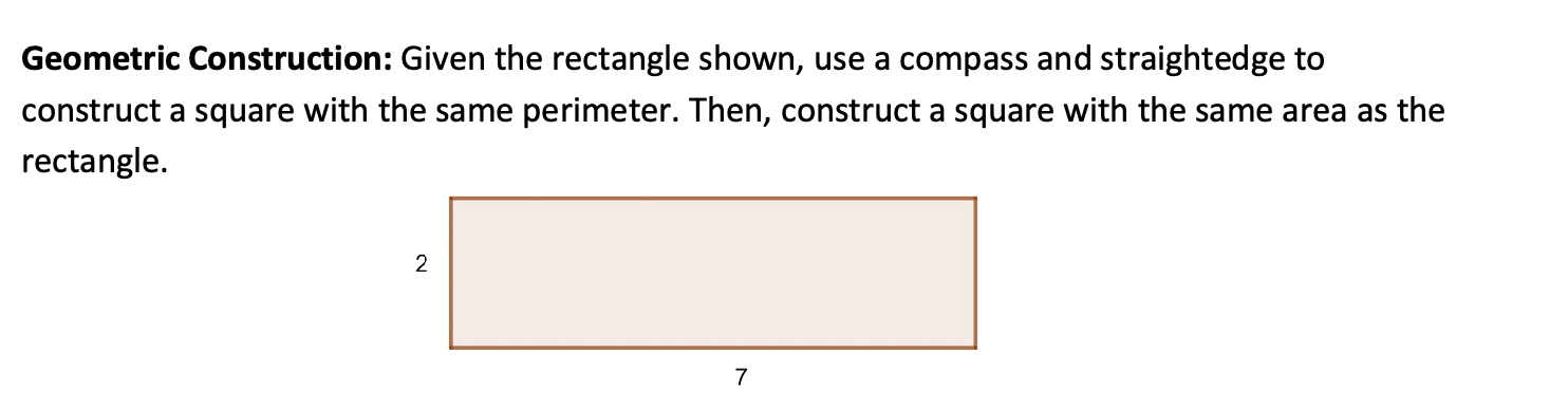 Solved Geometric Construction: Given the rectangle shown, | Chegg.com