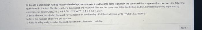 Solved 3. Create a shell script named lessons sh which | Chegg.com